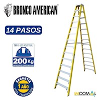 ESCALERA TIJERA FIBRA DE VIDRIO PROFESIONAL DOBLE ASCENSO DE 14 PASOS